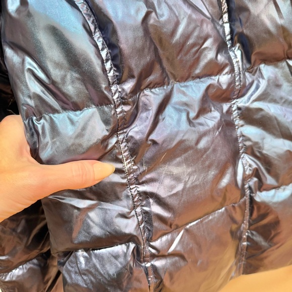 S13 by Sam Women's Kylie Hooded Waterproof Medium Puffer Down Coat Metallic Blue - Picture 13 of 17